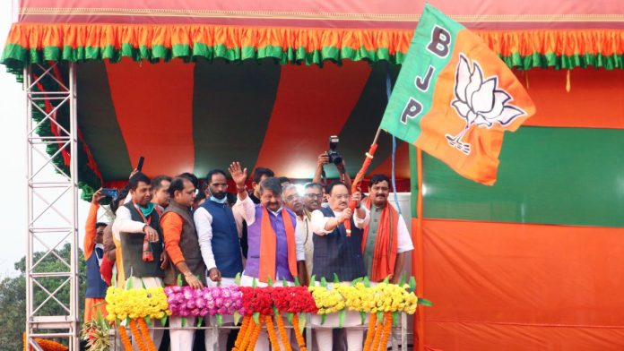 2021 मध्ये पश्चिम बंगालमधील भाजपच्या 'परिवर्तन यात्रे'चा फाइल फोटो.