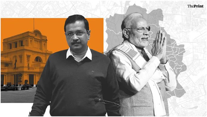 दिल्लीचे मुख्यमंत्री अरविंद केजरीवाल आणि पंतप्रधान नरेंद्र मोदी.