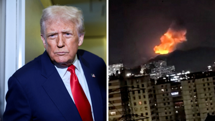 अमेरिकेच्या हल्ल्यानंतर व्हेनेझुएलाची राजधानी काराकासमध्ये धुराचे लोट उठले.