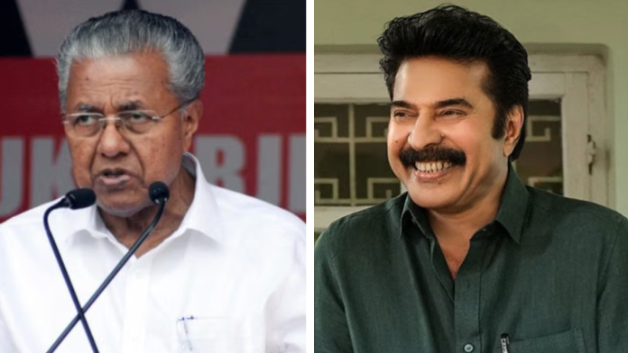 पिनरयी विजयन आणि अभिनेता मामुटी.